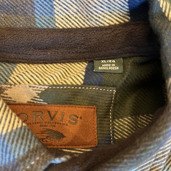 Orvis heavy weight, flannel shirt, size XL colors, blue navy off-white green NWT - Picture 6 of 9